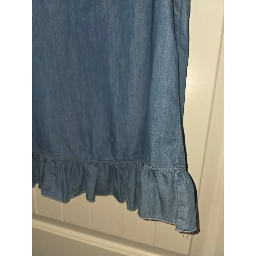BLL Lightweight Denim Ruffle Tank Small - Picture 2 of 3